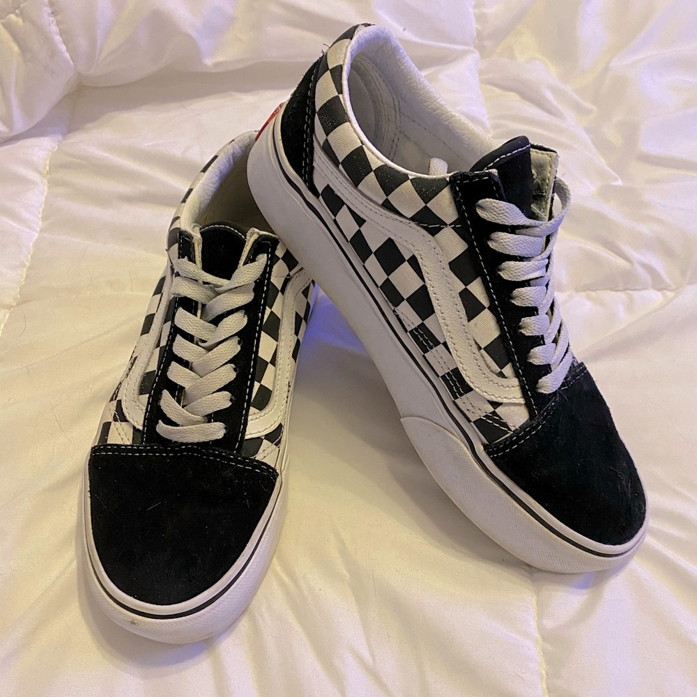 Platform checkered vans. Womens 7.5